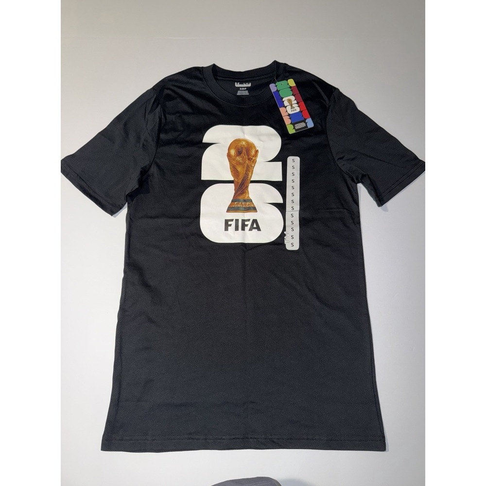 FIFA Men Small T-Shirt Black Trophy Soccer World Cup Cotton Licensed 2026 NWT
